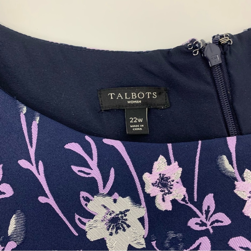 Talbots Navy Floral Sleeveless Shift Dress - Picture 7 of 10